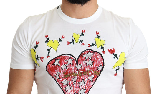 Red heart on white t-shirt