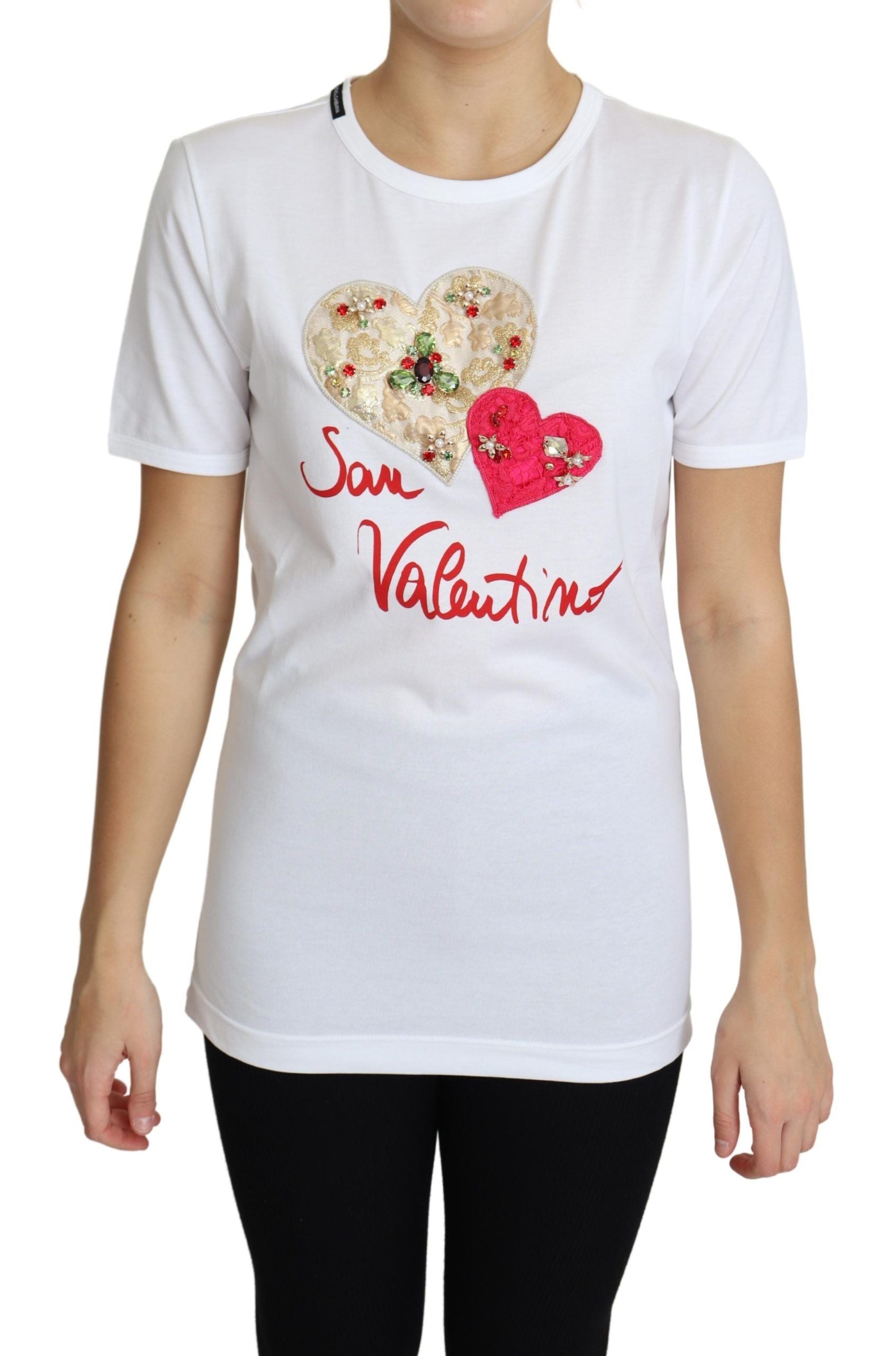 White t-shirt with heart design on front