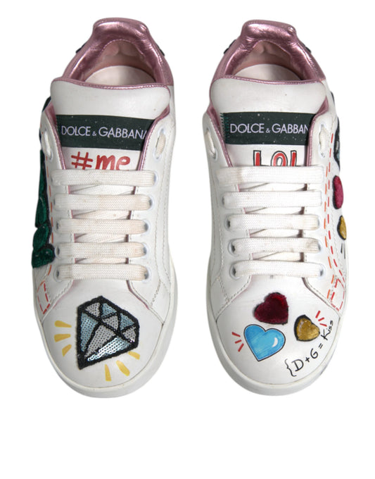 Pair of sneakers with colorful designs on side