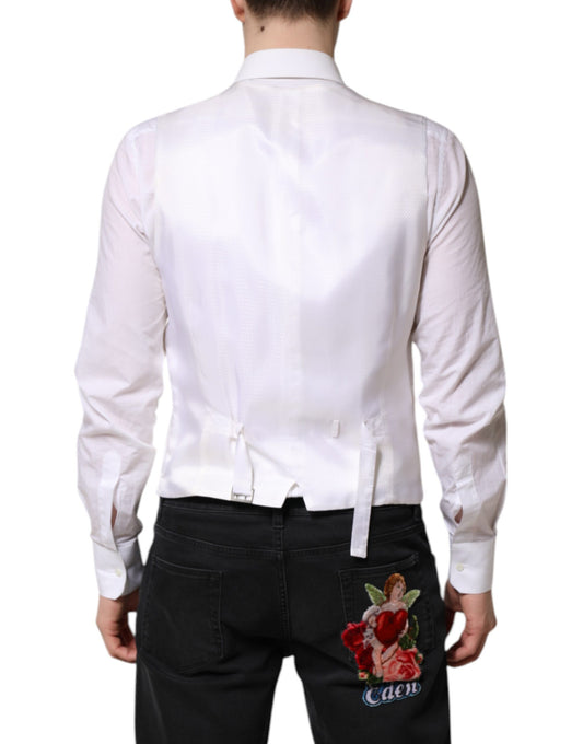 A white sequined vest with a formal waistcoat, part of the Dolce & Gabbana collection