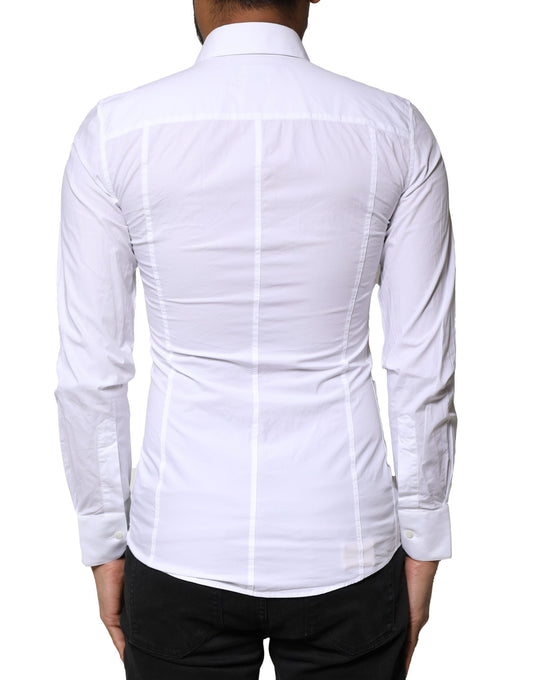 A white formal men's dress shirt with a Sicilia design by Dolce & Gabbana