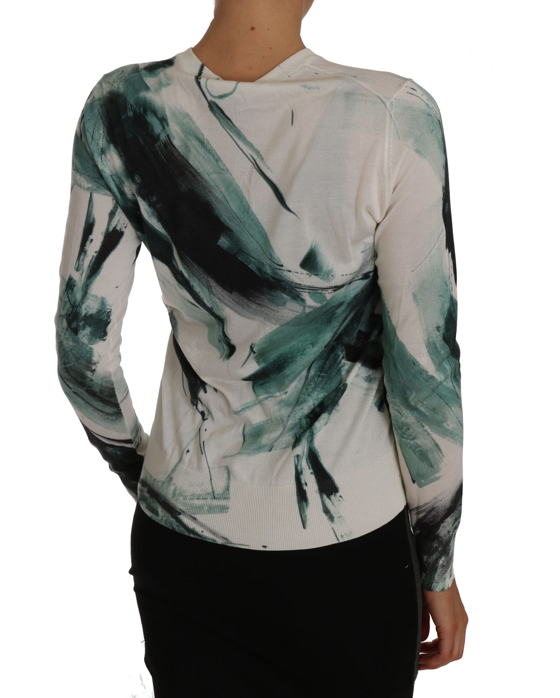 Long sleeve sweater with abstract design on back