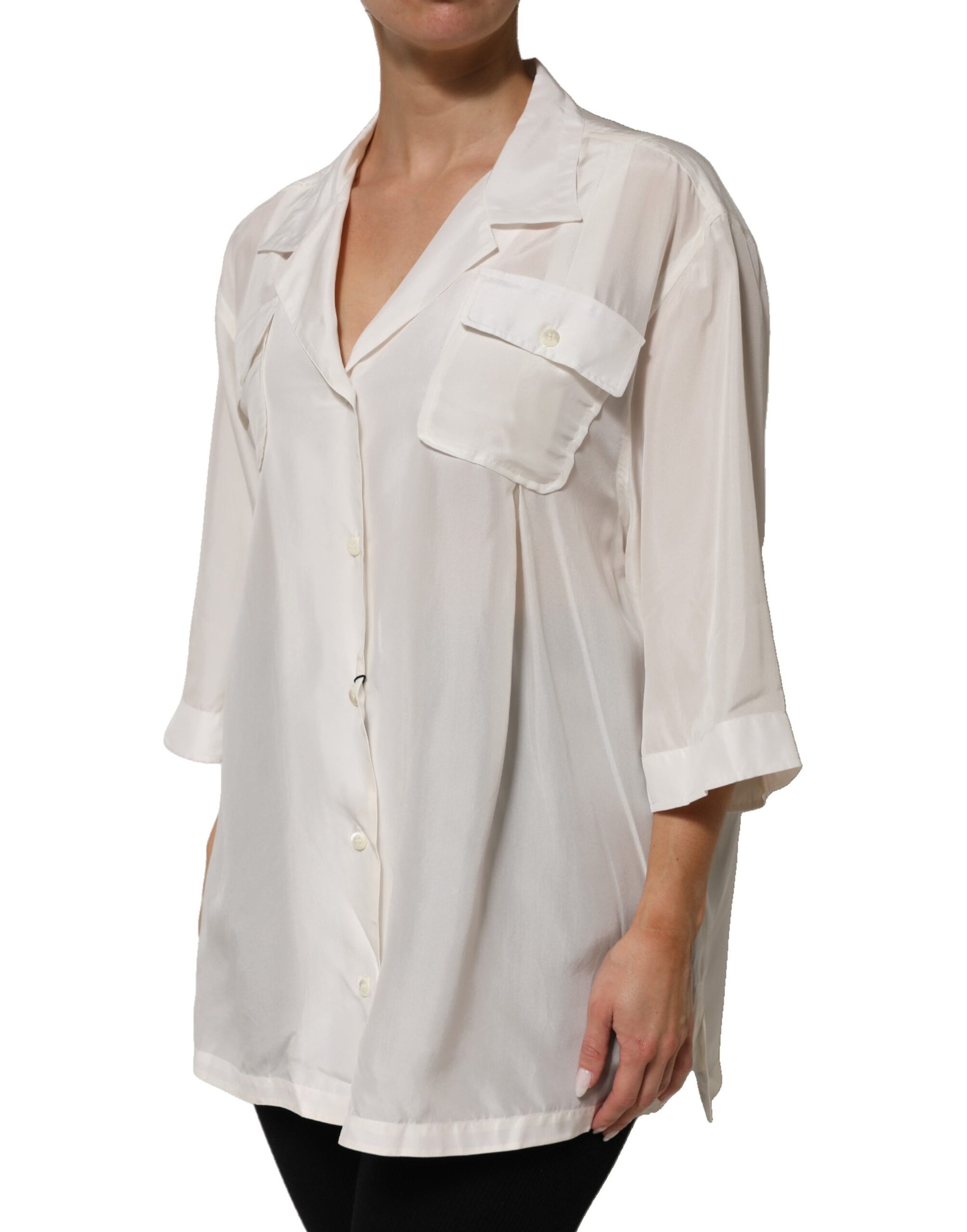 Long sleeve white shirt with pockets