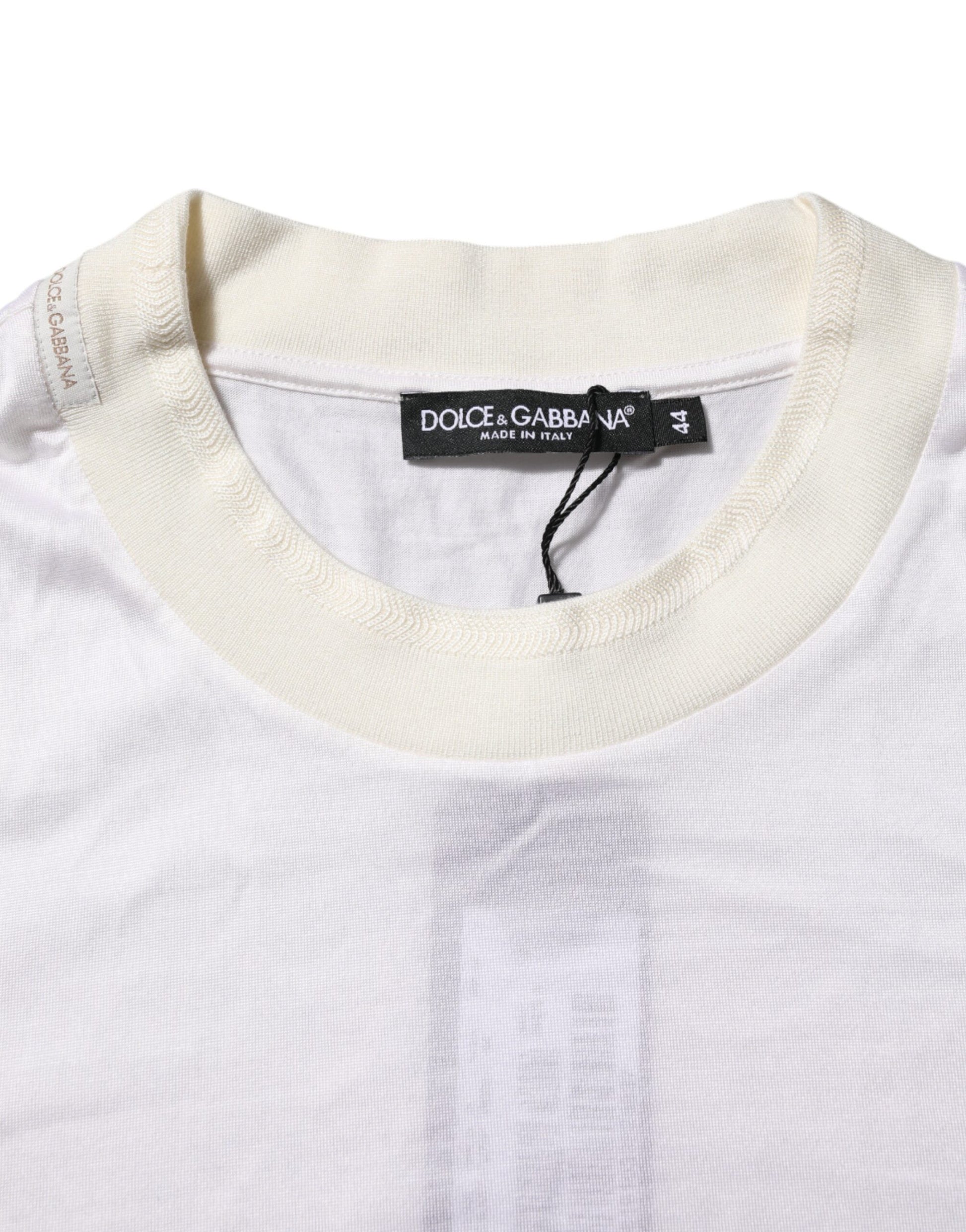 White t-shirt with tag on neck