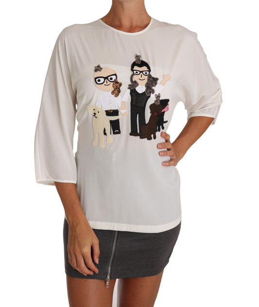 Long sleeve shirt with cartoon dog family on front