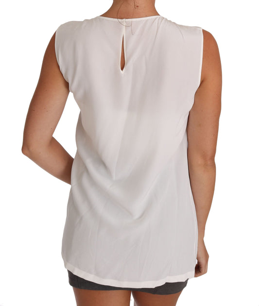 White sleeveless top on woman's back