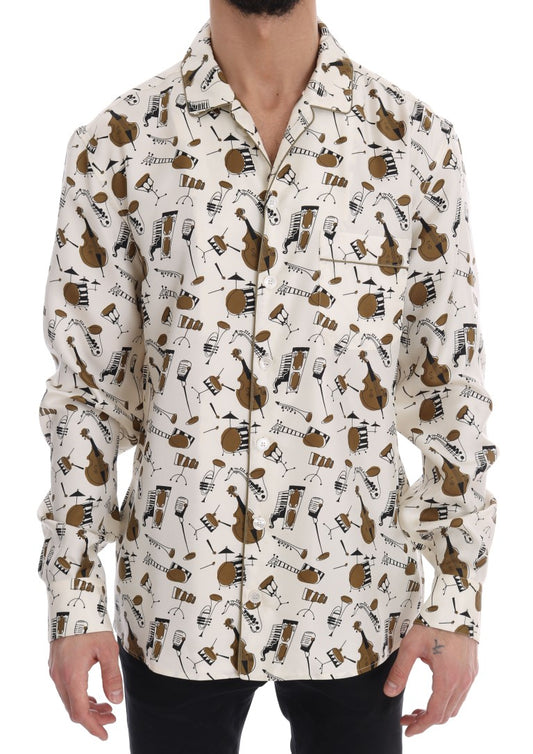 Long sleeve shirt with musical notes pattern