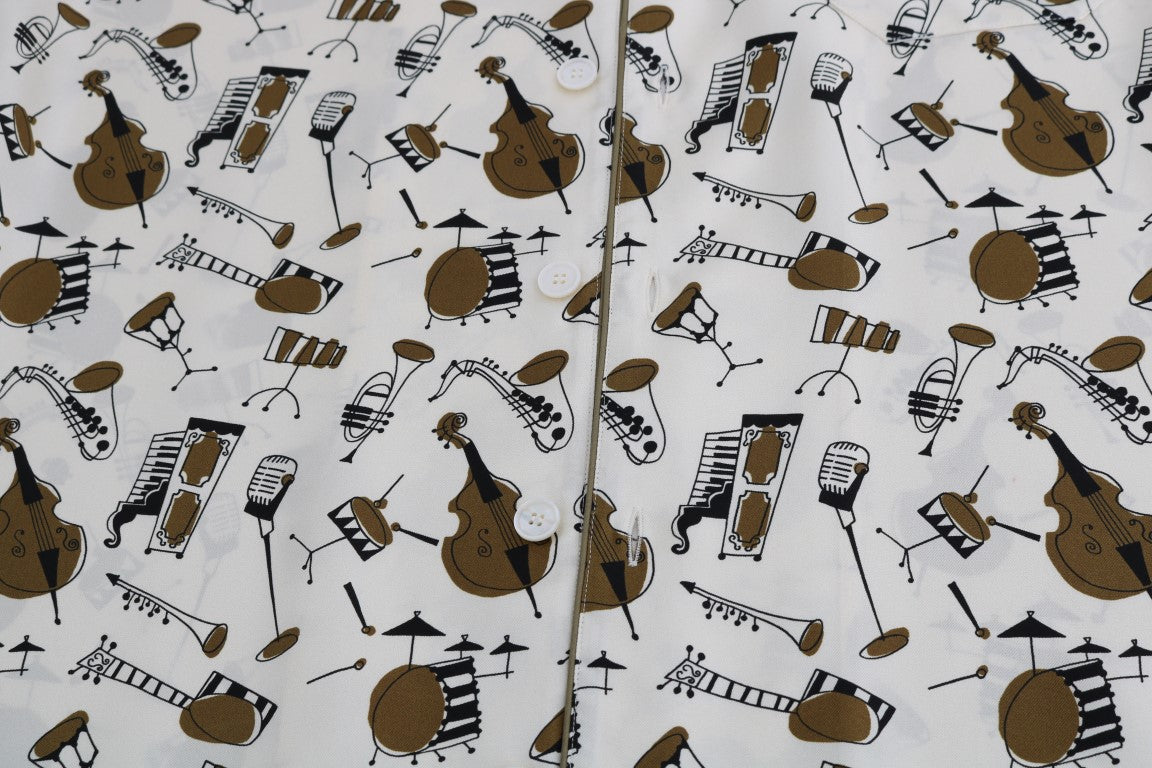 Patterned fabric with musical instruments