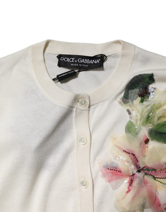 Sweater with floral embroidery on front