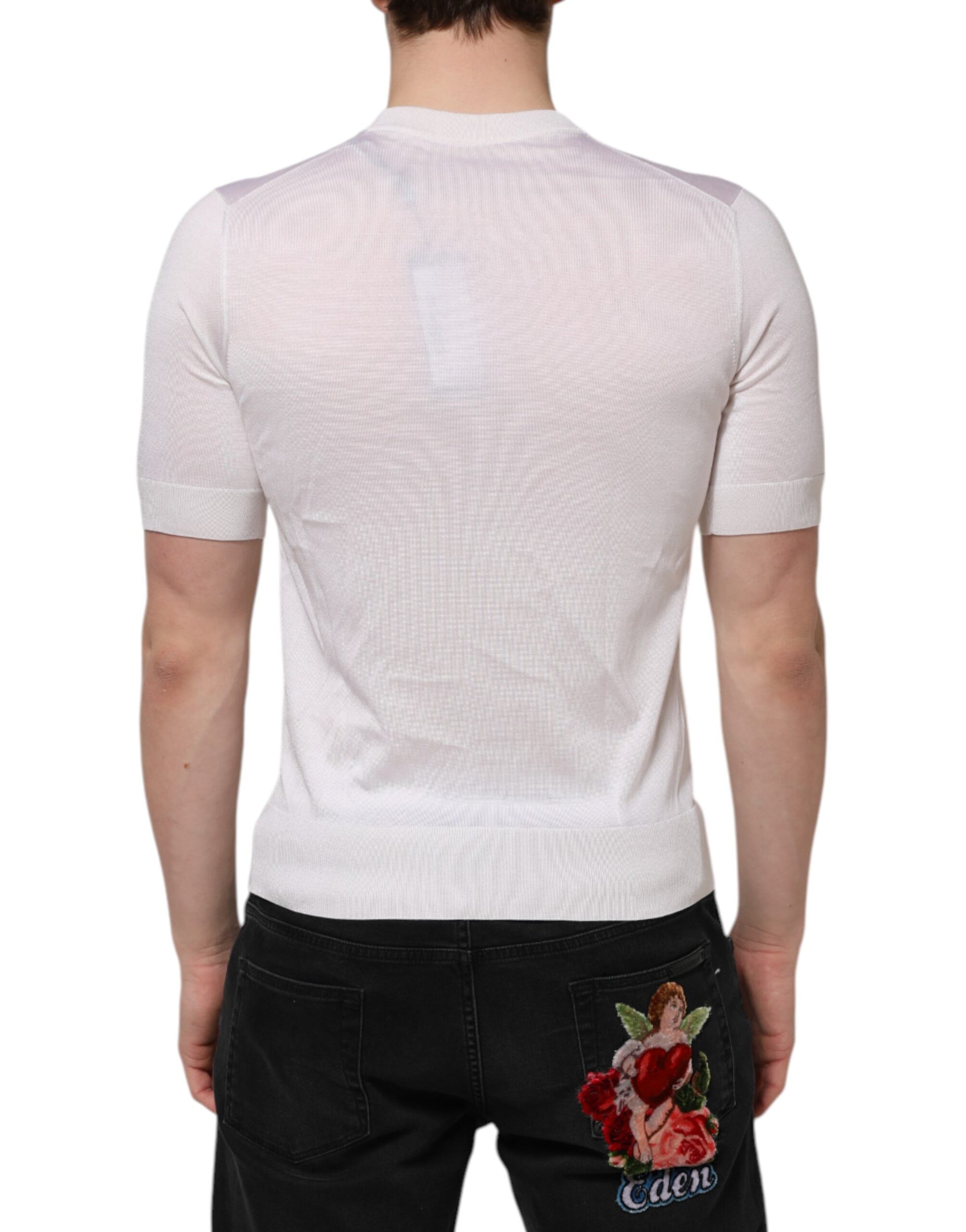 White long sleeve shirt with ruched back detail