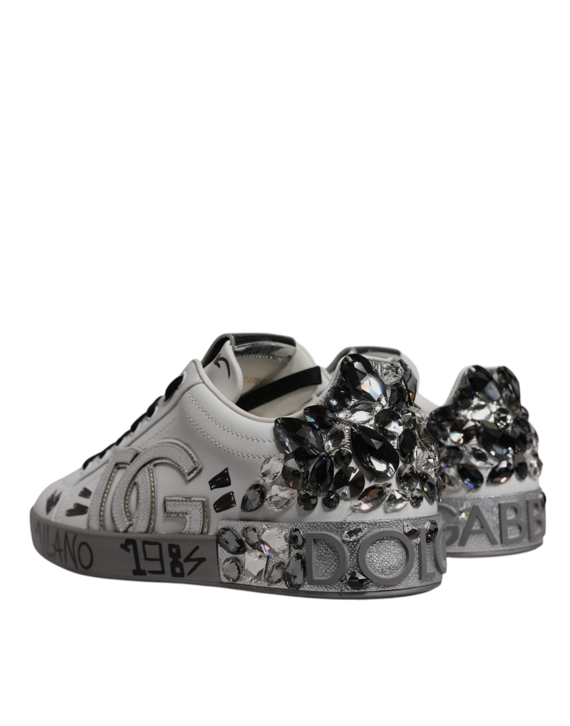 Silver baby shoes with crystals on top