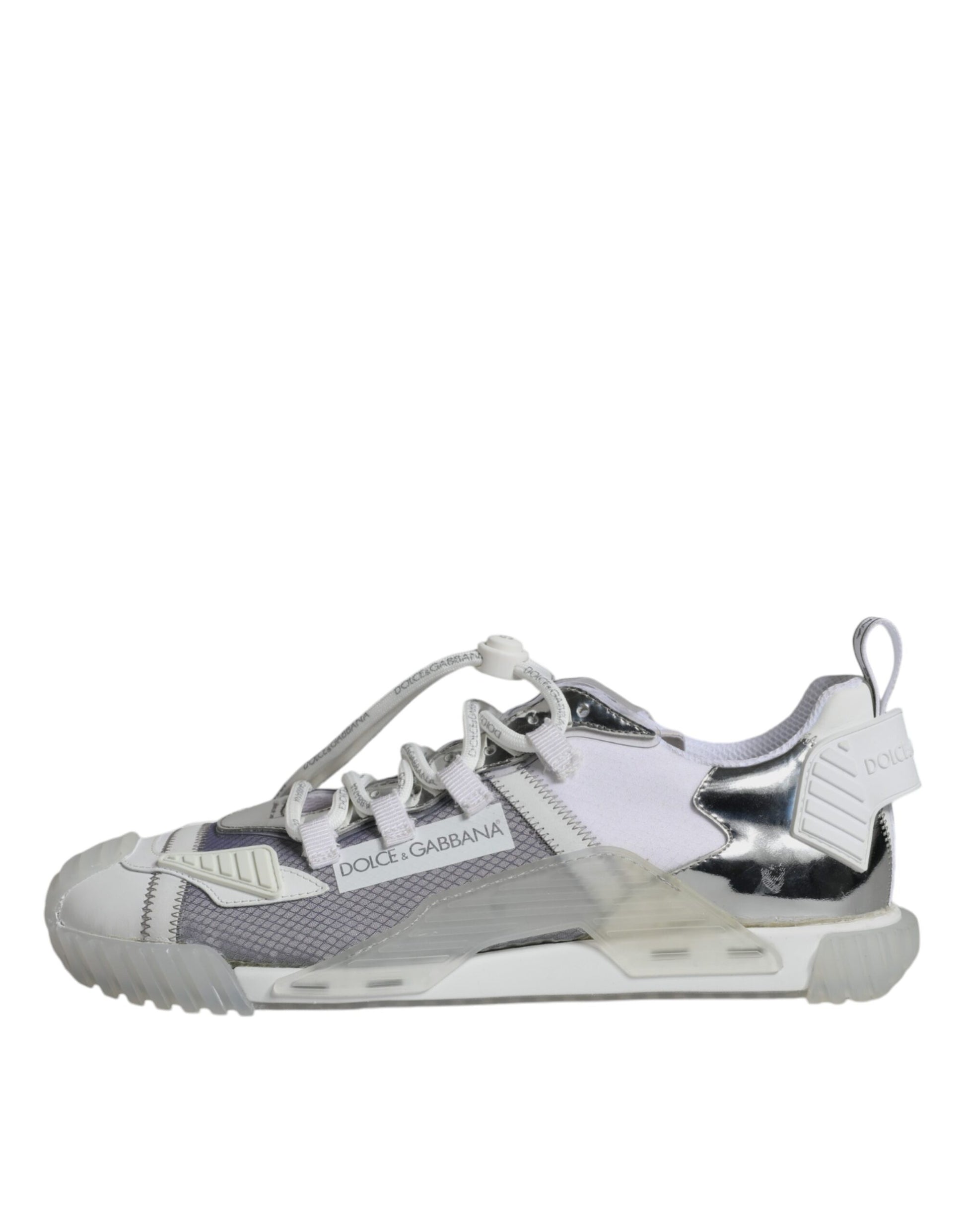 White and gray sneaker with laces