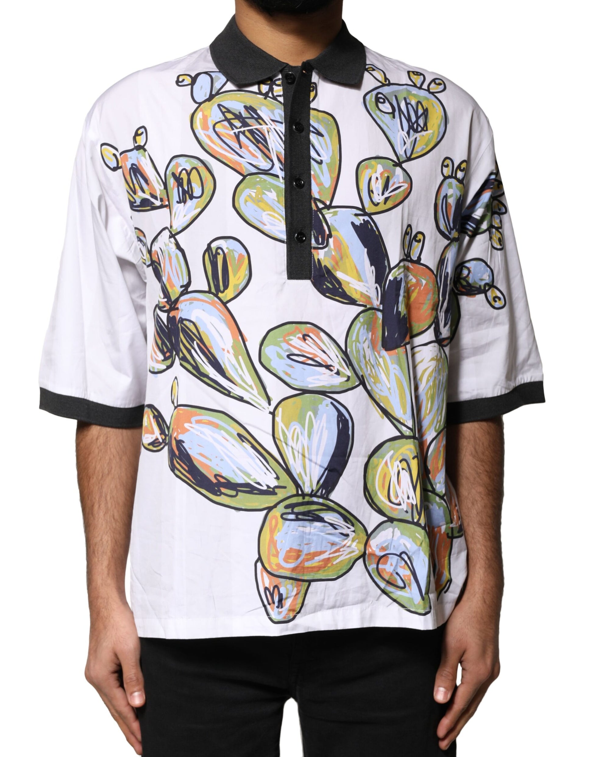 Mannequin wearing a colorful shirt with floral pattern