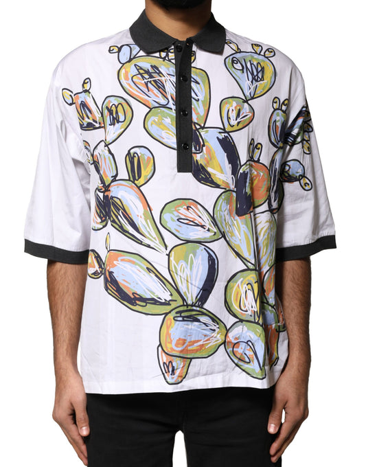 Mannequin wearing a short sleeve shirt with colorful floral pattern