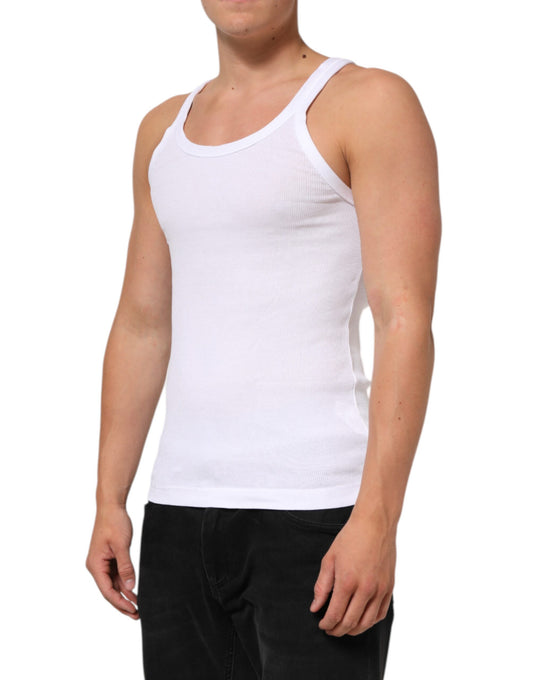 Man wearing white tank top