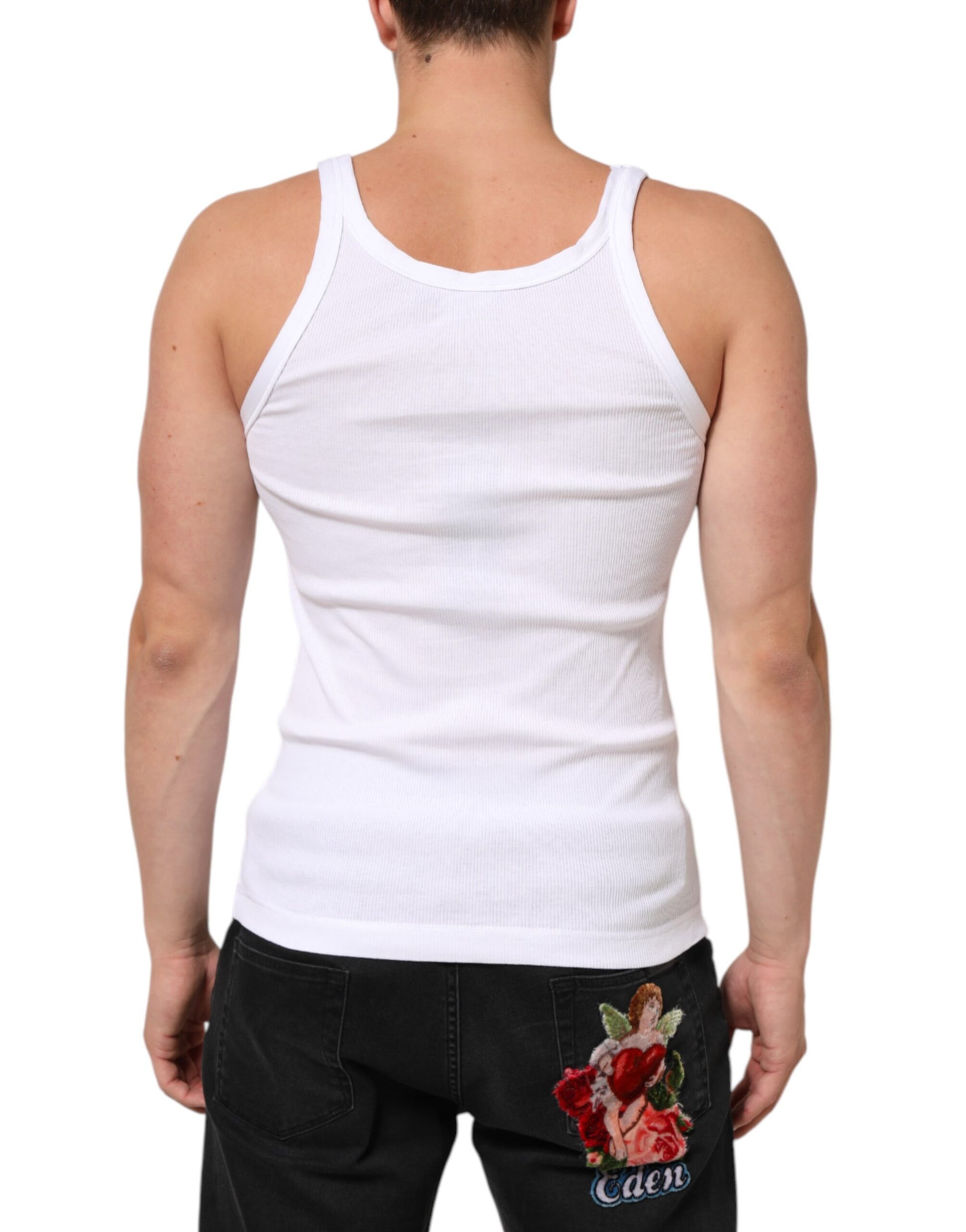 White tank top on man's back