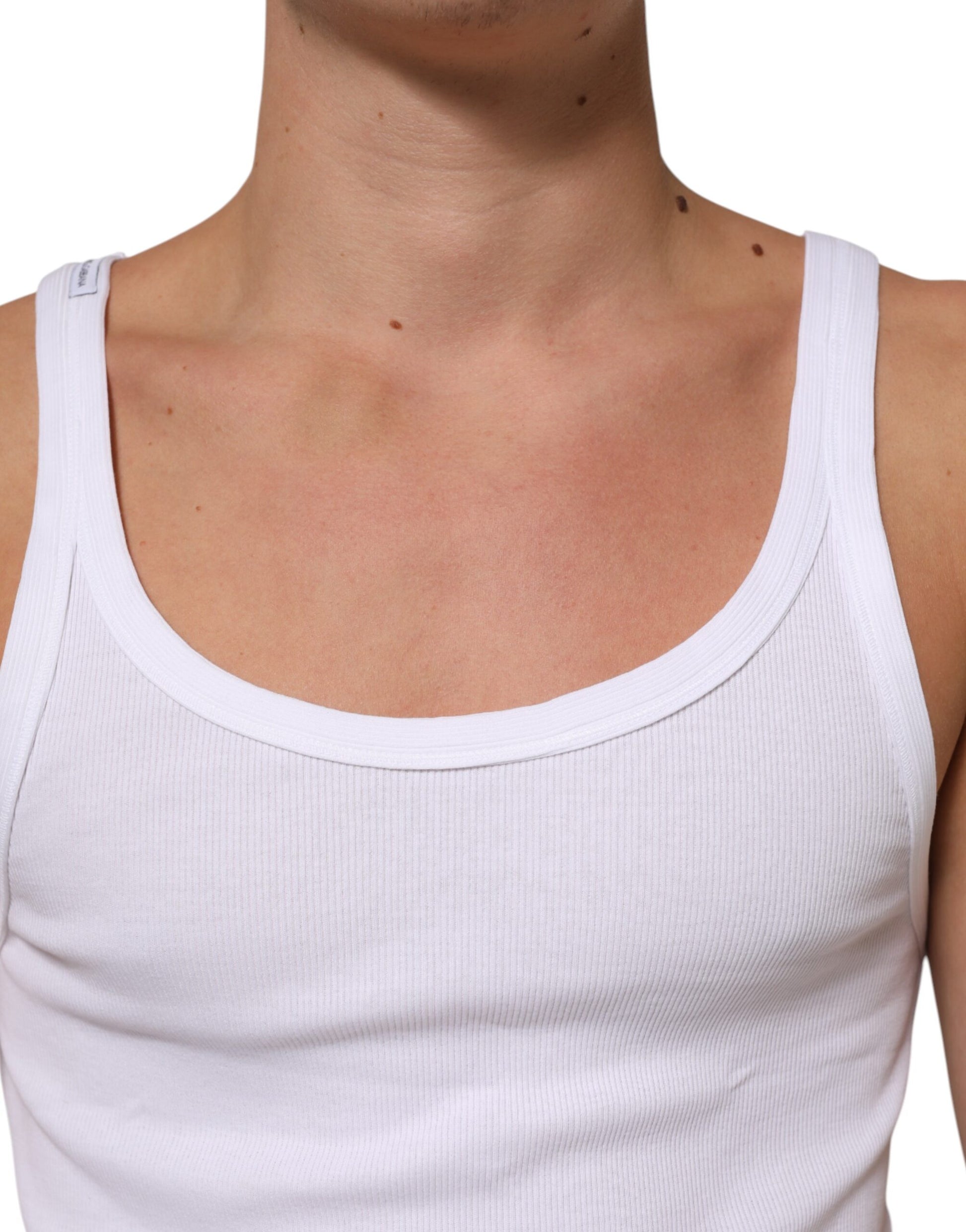 White tank top on man's torso