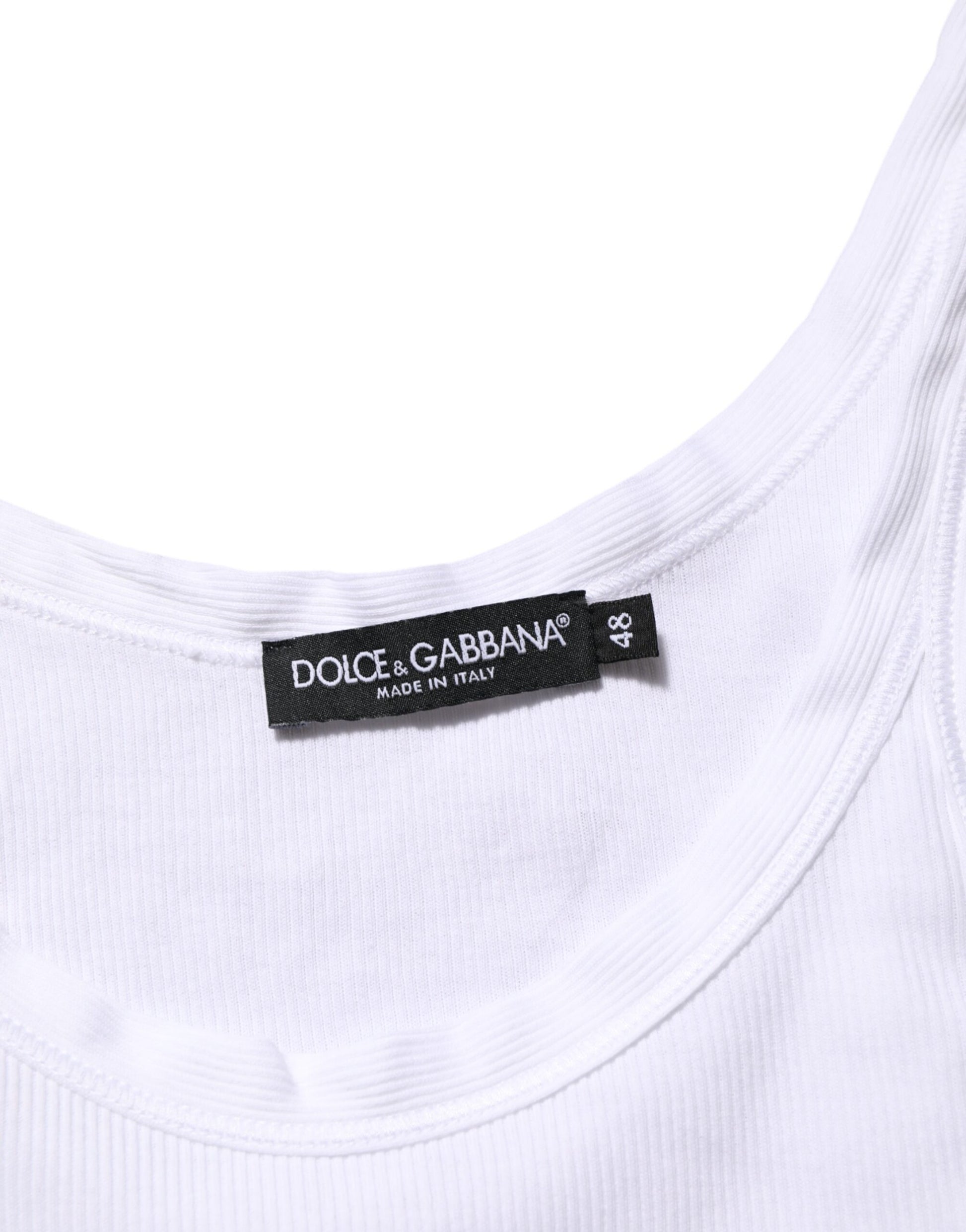 White t-shirt with black label