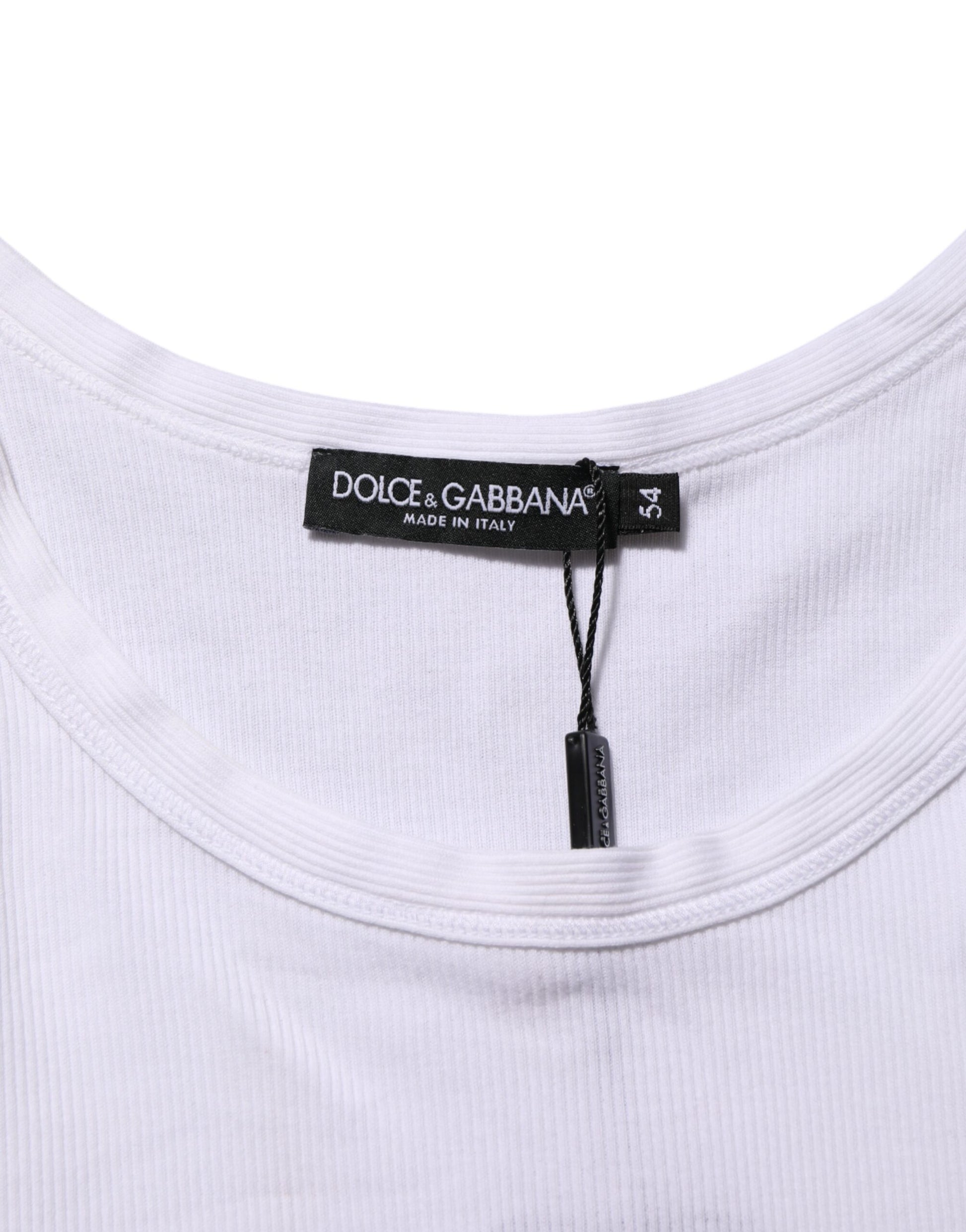 White t-shirt with black label