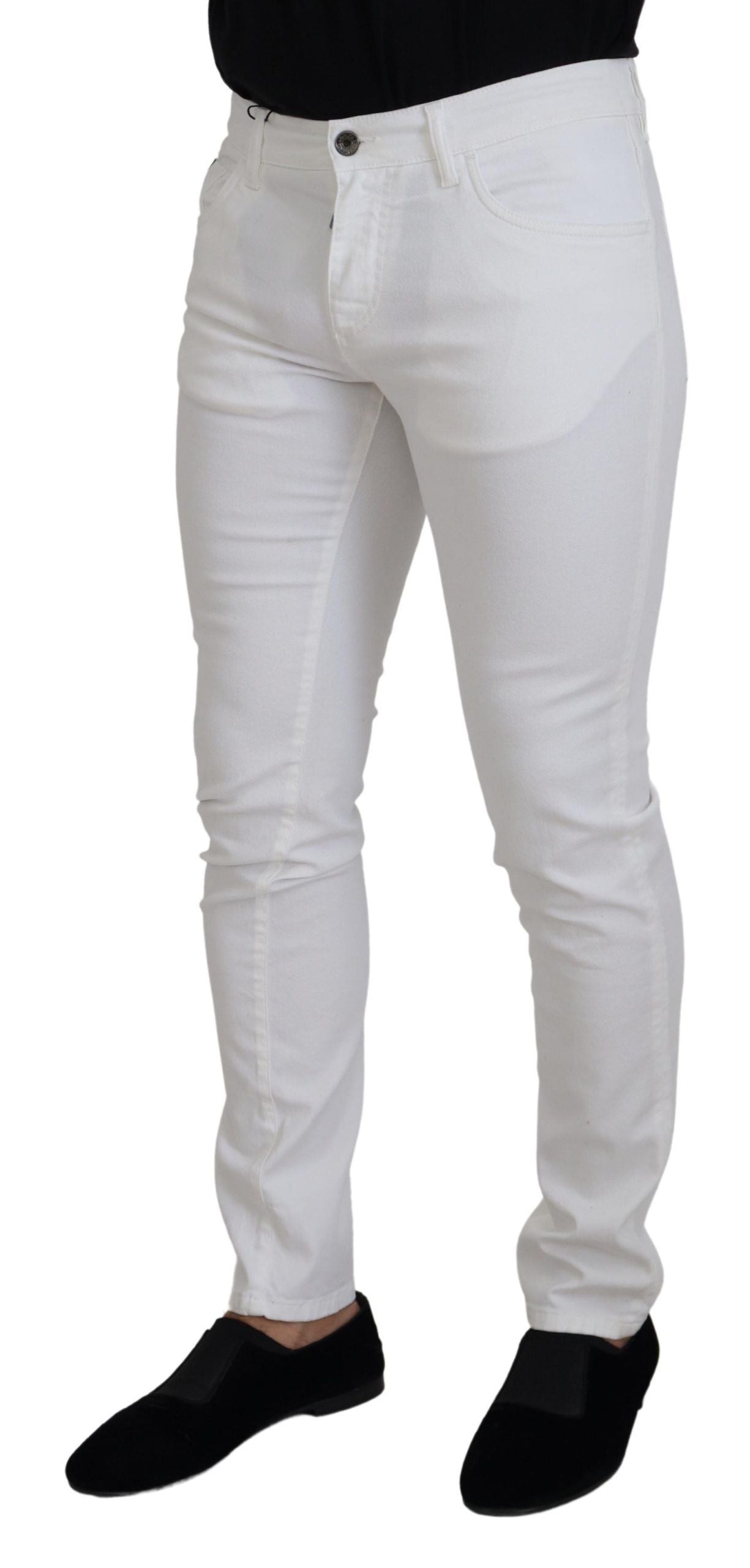 Pair of white skinny jeans