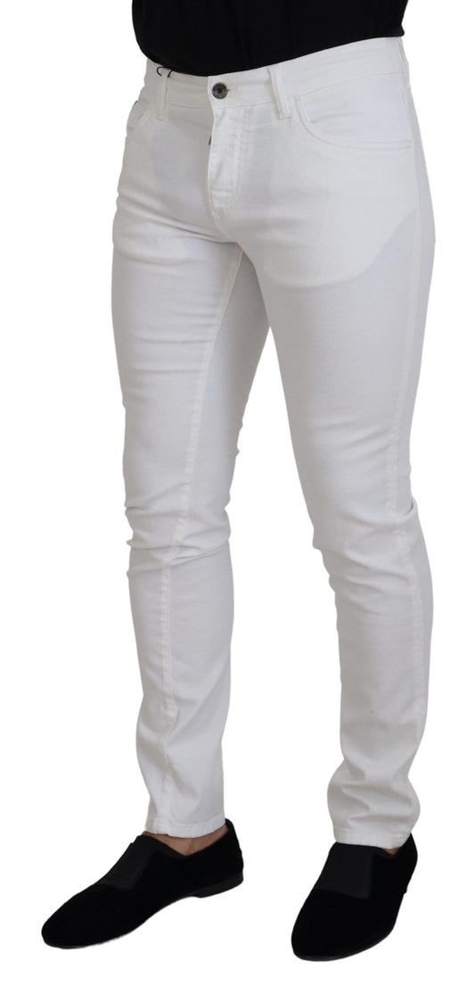 Pair of white skinny jeans