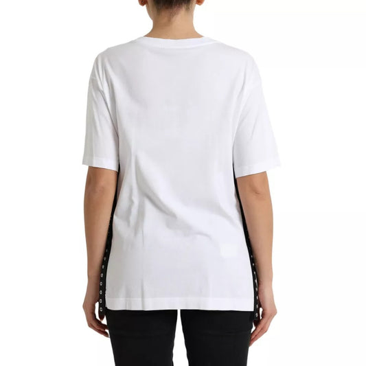 White short sleeve t-shirt on a person