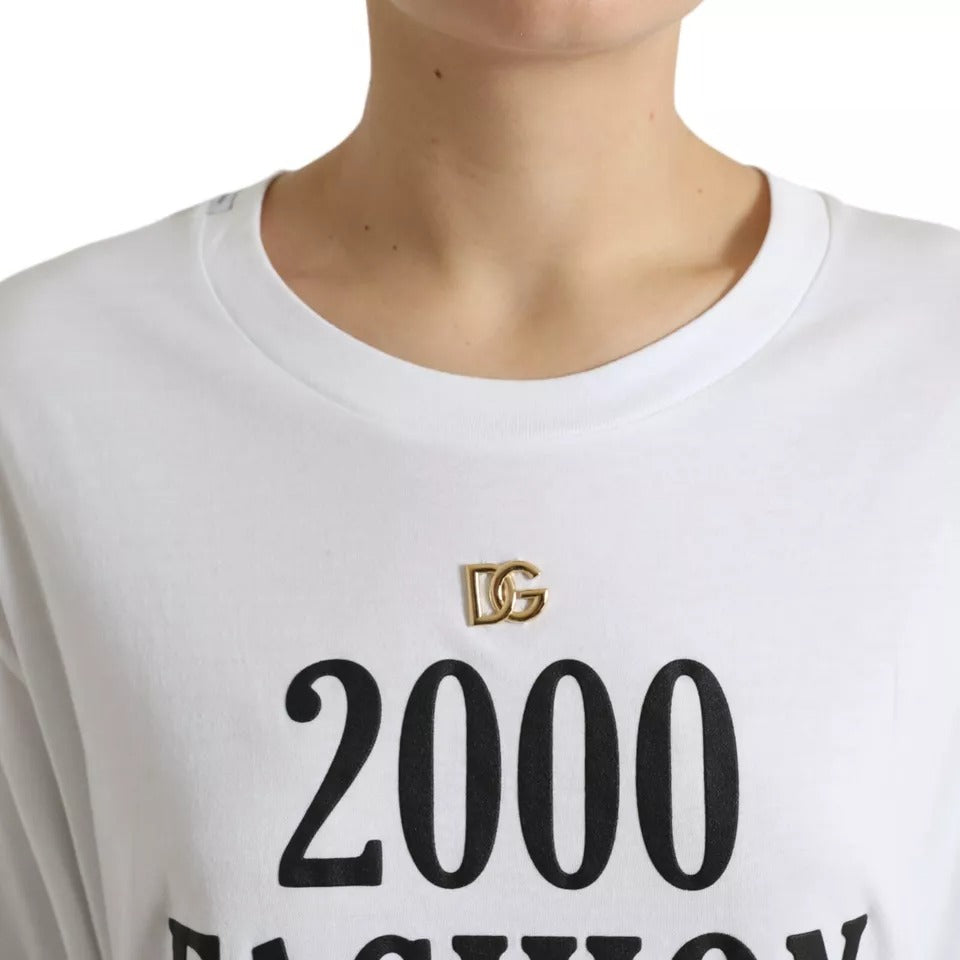 White long sleeve shirt with black lettering