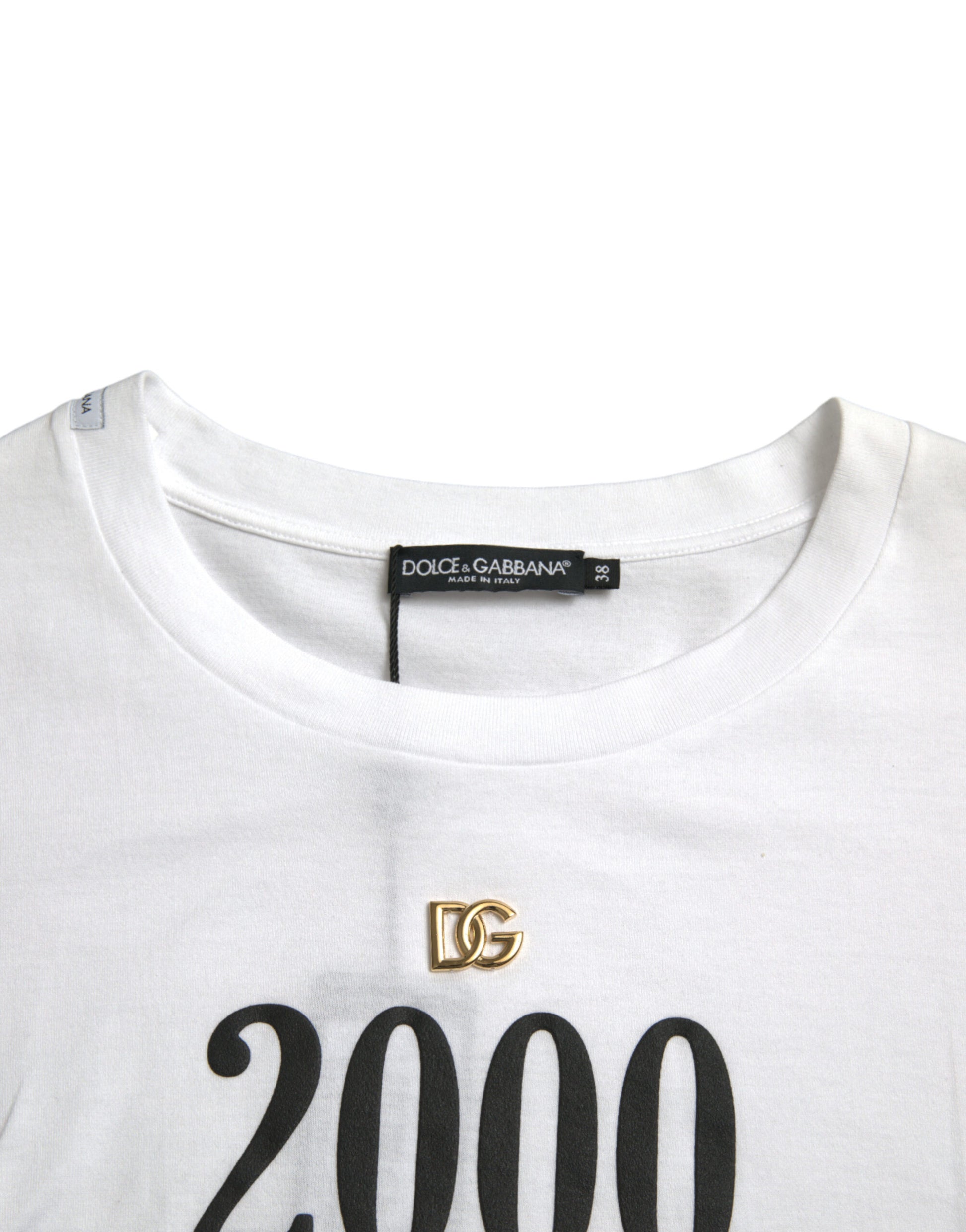 White t-shirt with black numbers on front