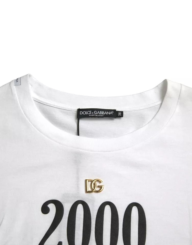 White t-shirt with black lettering