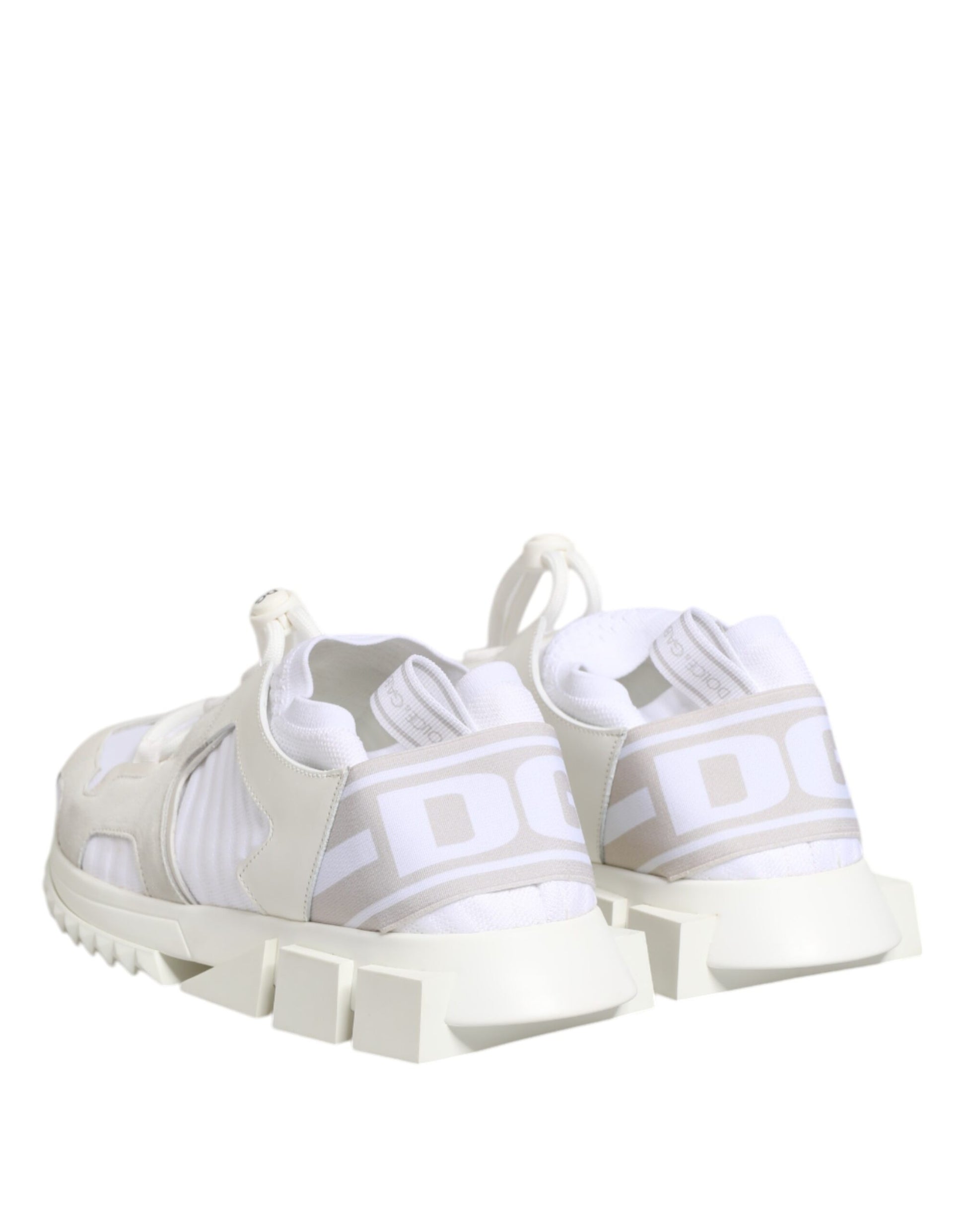 A pair of white lace-up sneakers with a low top and a logo on the side