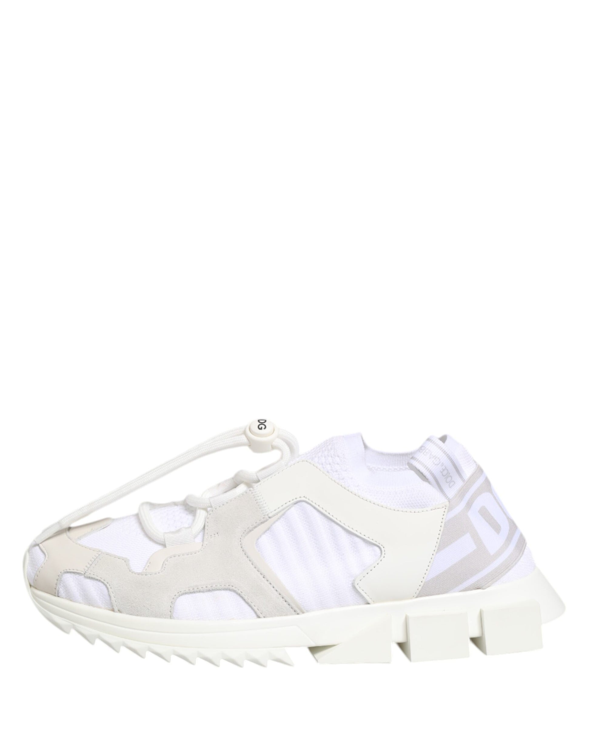 A pair of white lace-up sneakers with a camouflage pattern on the side