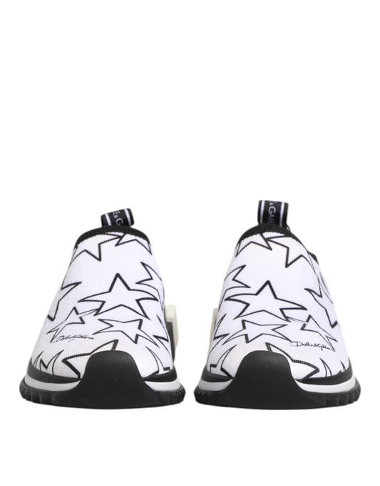 Pair of white sneakers with black stars, laces and sole, from the Dolce & Gabbana brand