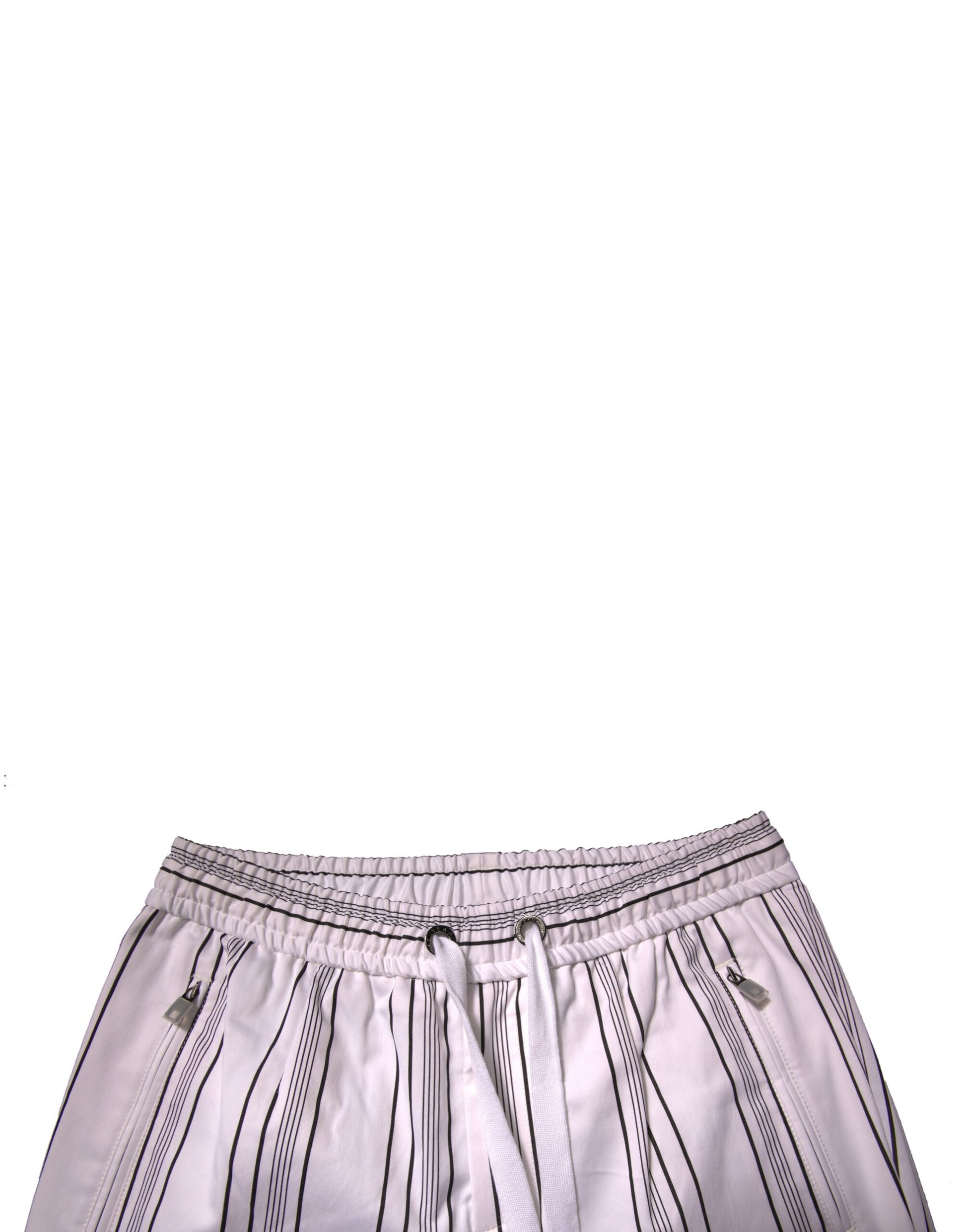 Pair of white shorts with black stripes