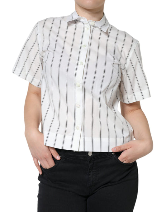 Woman wearing striped shirt and jeans
