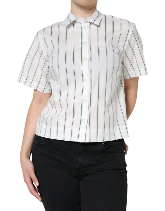 Woman wearing striped shirt