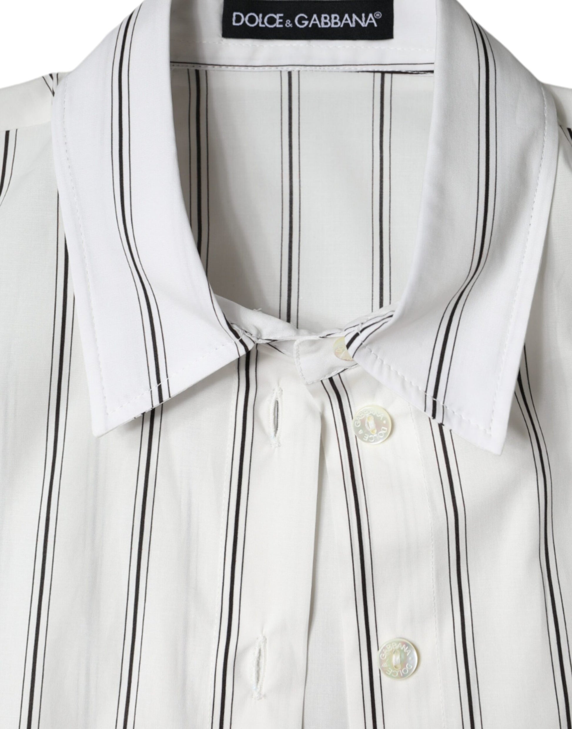 White shirt with black stripes on sleeves