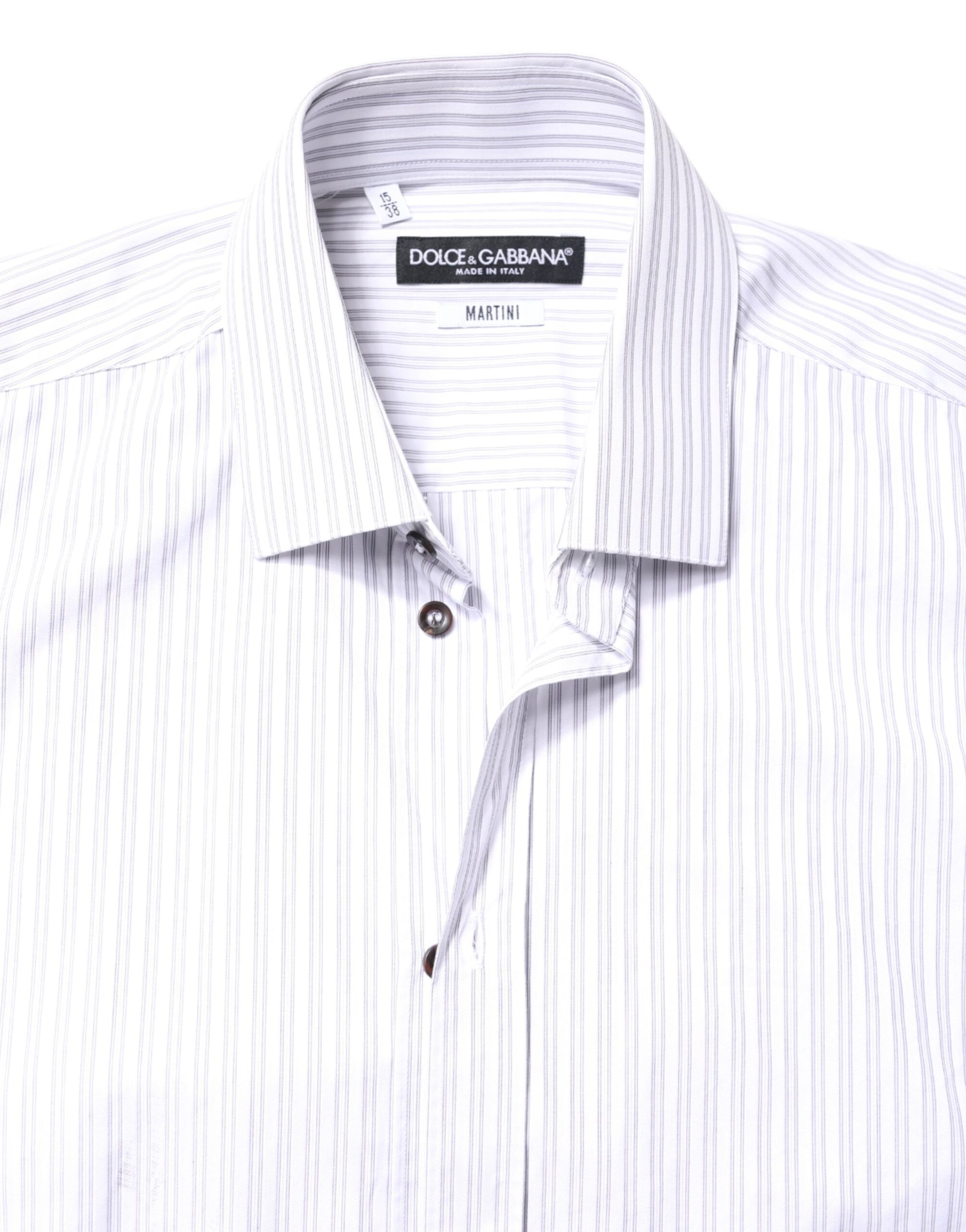 A white striped cotton men's dress shirt by Dolce & Gabbana