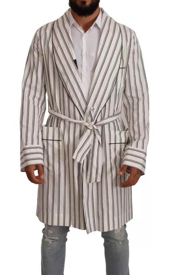 Man wearing striped robe
