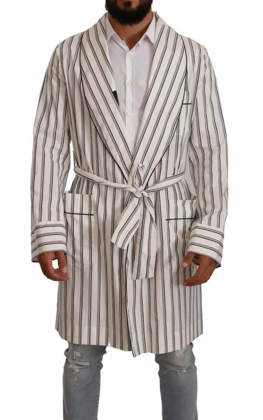 Man wearing striped robe