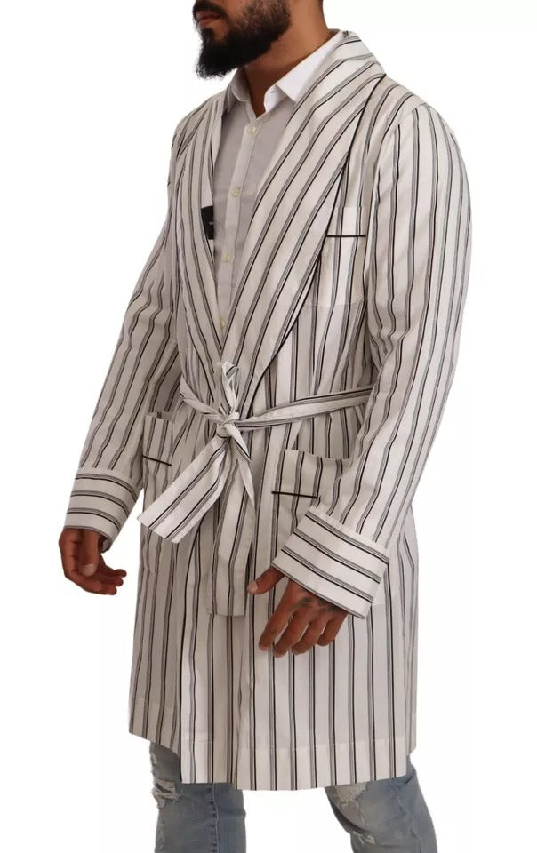 Man wearing striped robe