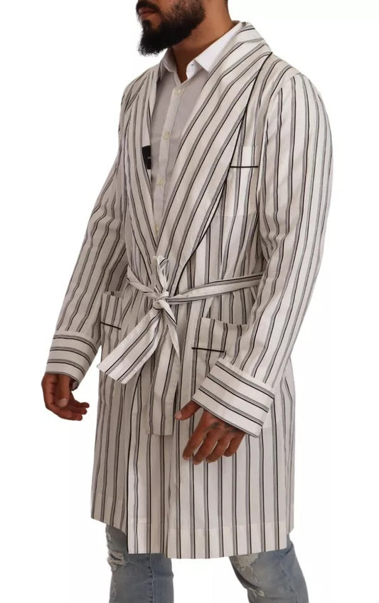 Man wearing striped robe