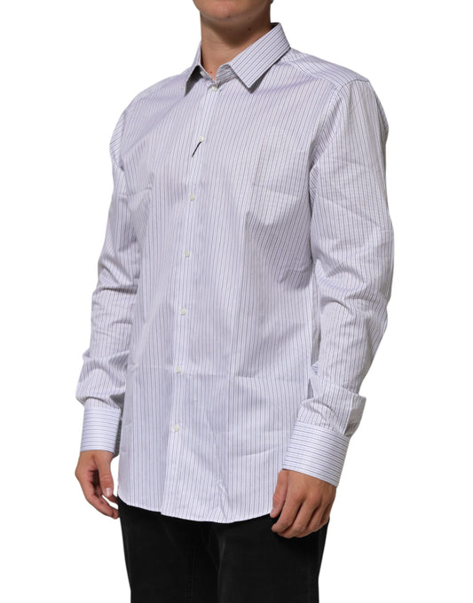 A long sleeve dress shirt with white stripes, designed by Dolce & Gabbana