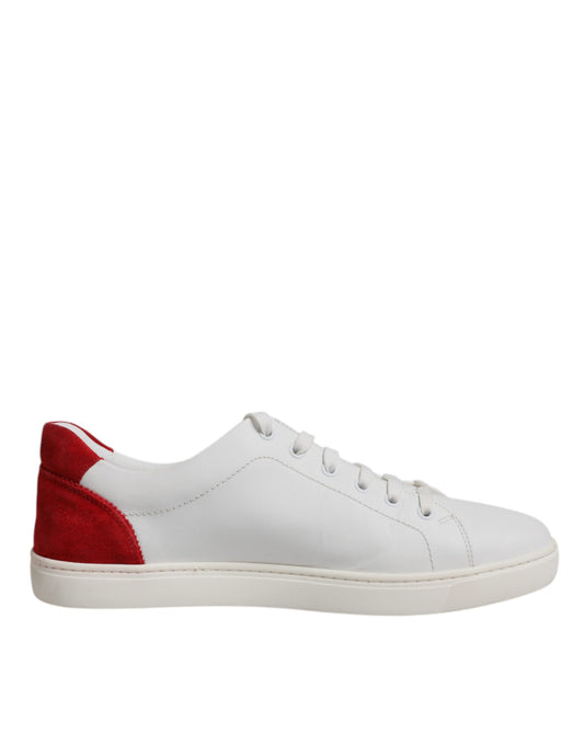 White sneaker with red accents