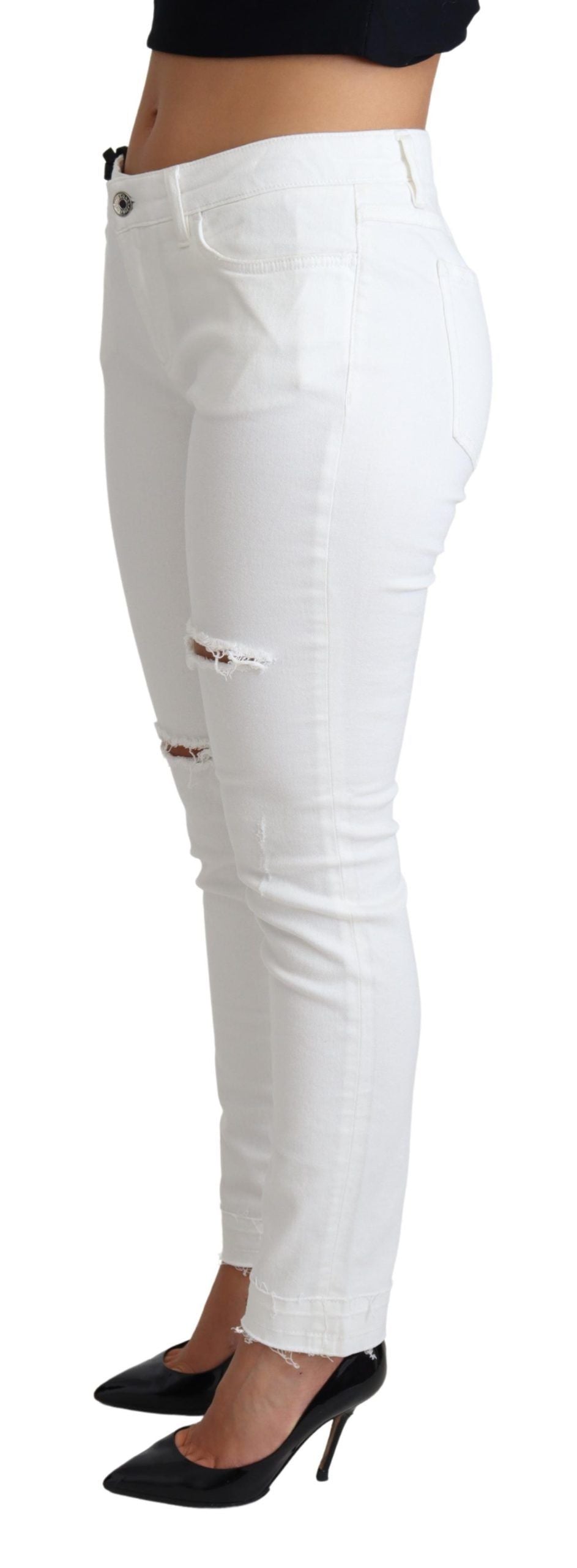 White pants with distressed knees