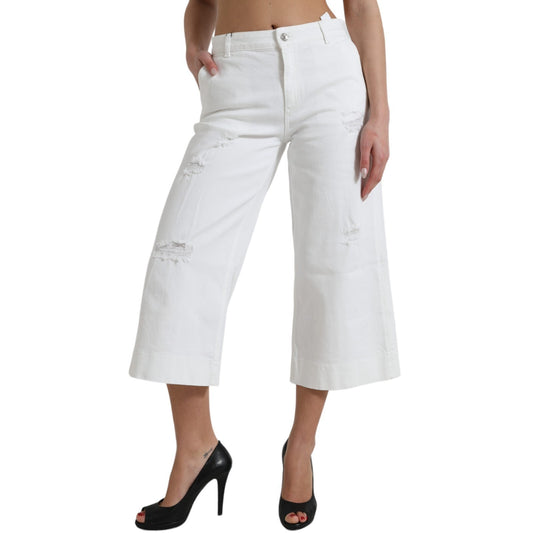 White pants with distressed hem