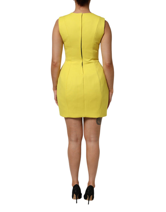 Yellow sleeveless mini dress with A-line silhouette