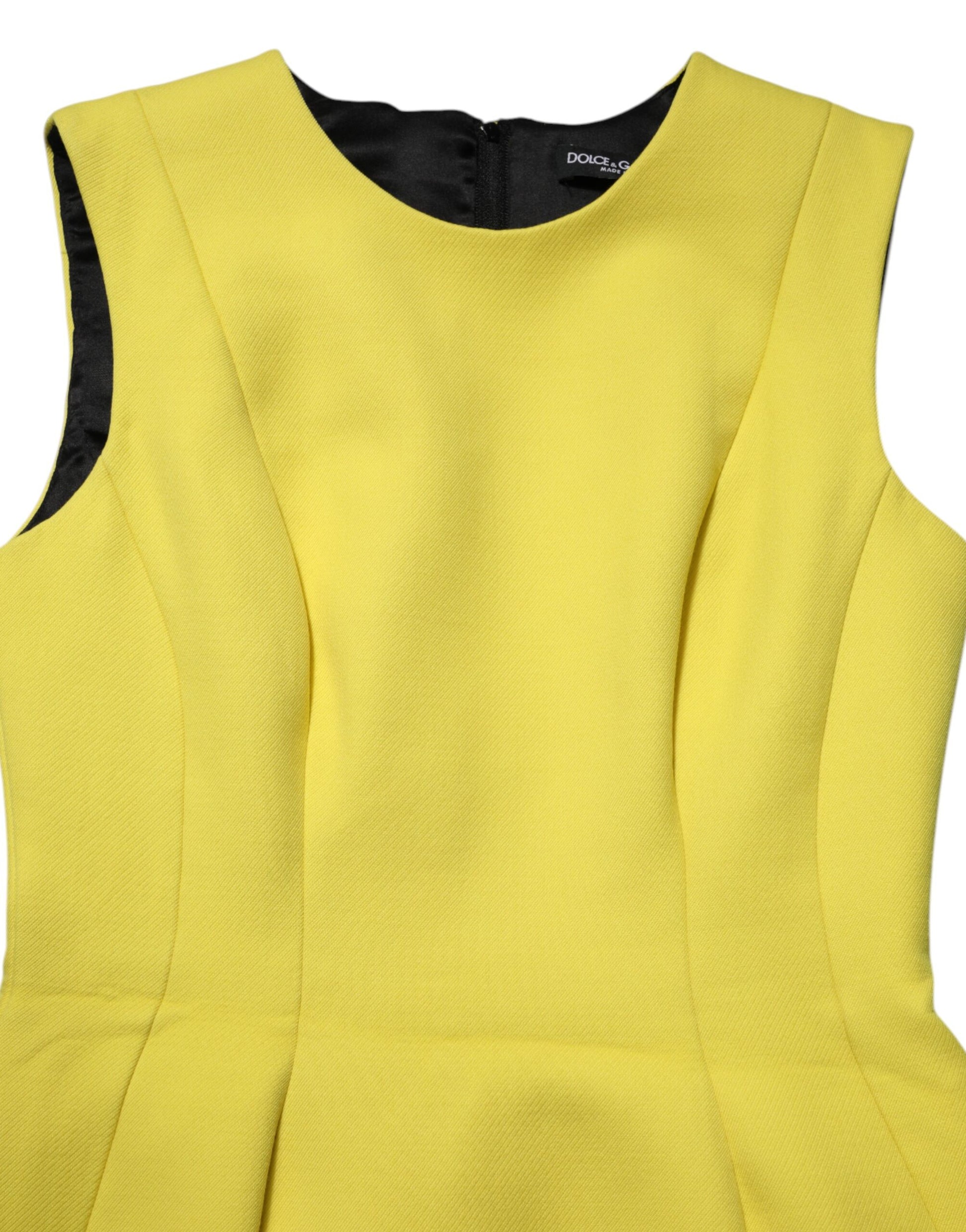 Yellow sleeveless dress with a-line silhouette
