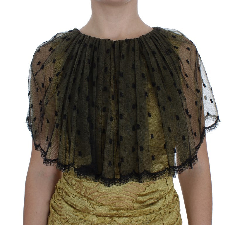 Black lace bodice with polka dots