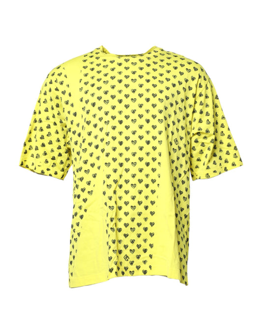 Yellow shirt with black hearts on it