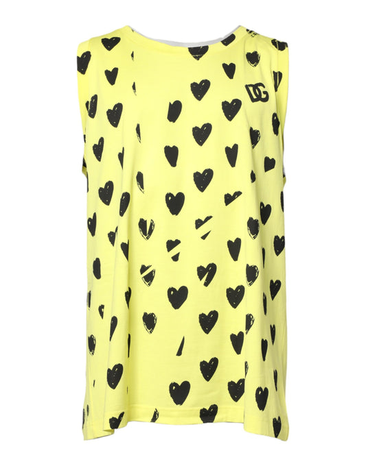 Yellow tank top with black hearts